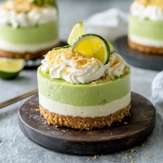 A slice of cake topped with a fresh lime wedge.