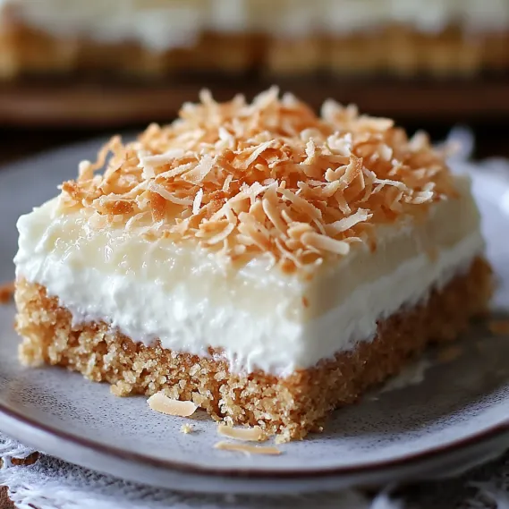 A piece of soft coconut dessert with sprinkled toppings.