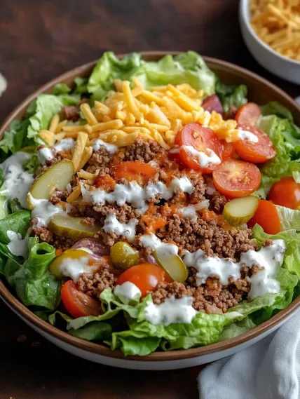 A salad with lettuce, tomatoes, cheese, and meat.