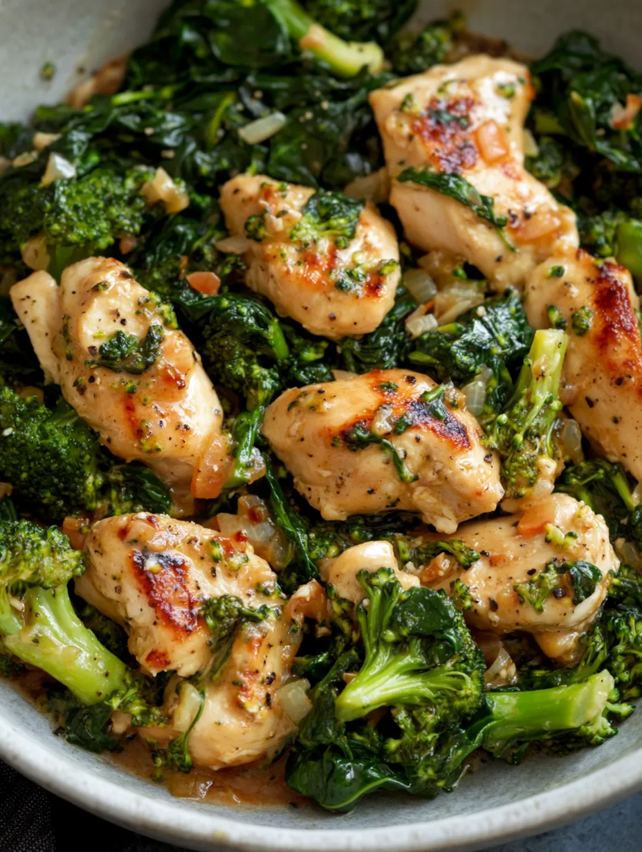 Garlic Chicken with Broccoli and Spinach