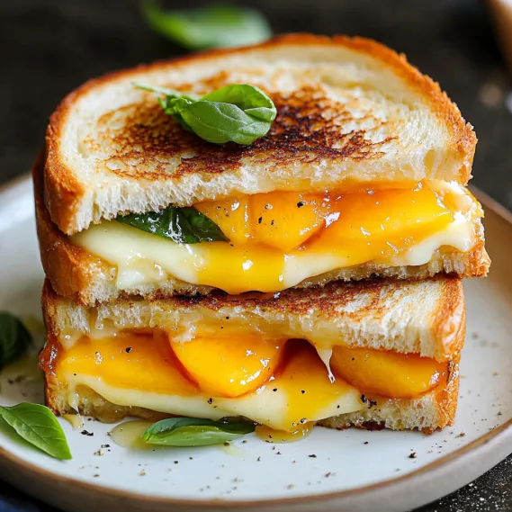 Toasted sandwich with cheese and toppings.