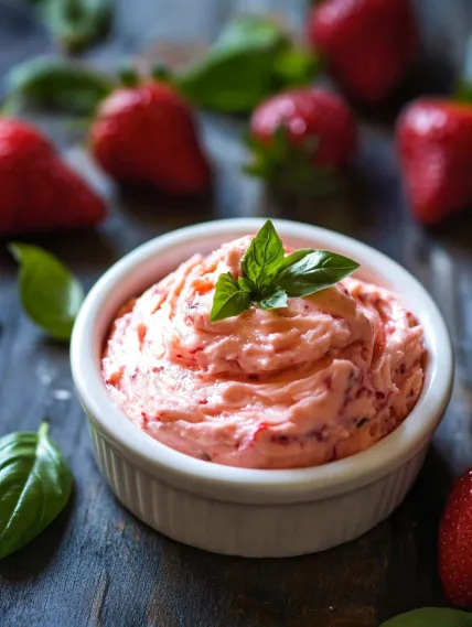 A bowl of strawberry cream.