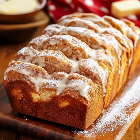 A soft loaf sprinkled with powdered sugar.
