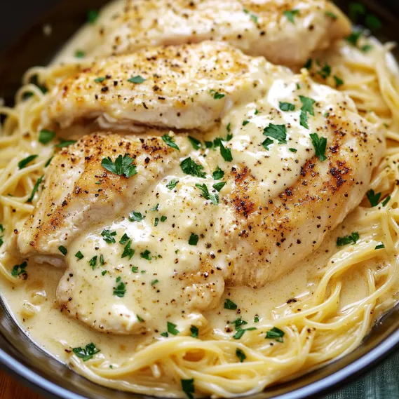 A cozy bowl of pasta and chicken.