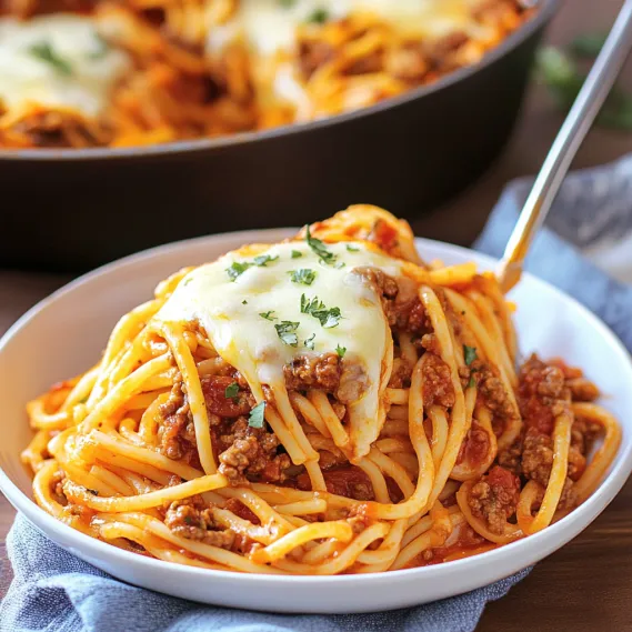 A spaghetti bowl covered in thick, rich meat sauce.