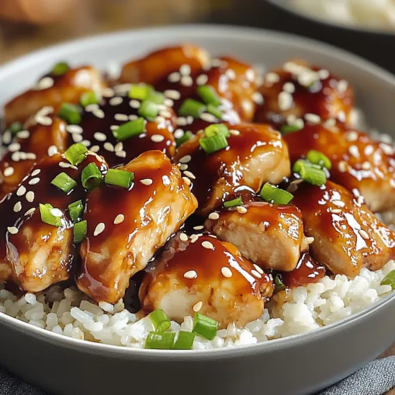 A plate loaded with chicken and BBQ sauce.