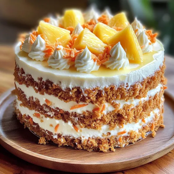 A cake topped with pineapple pieces.