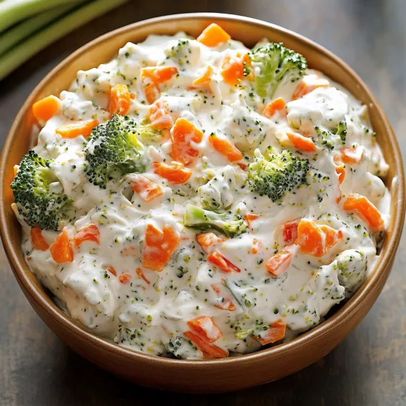 A bowl of food with broccoli and carrots.