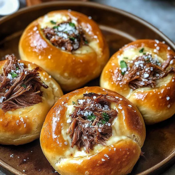 A plate of meat filled bread.