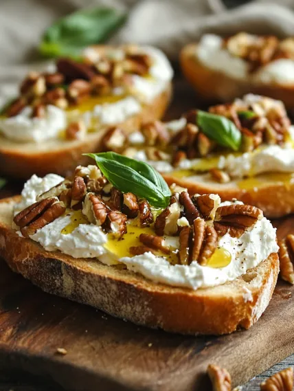 A slice of bread with white cream and walnuts.