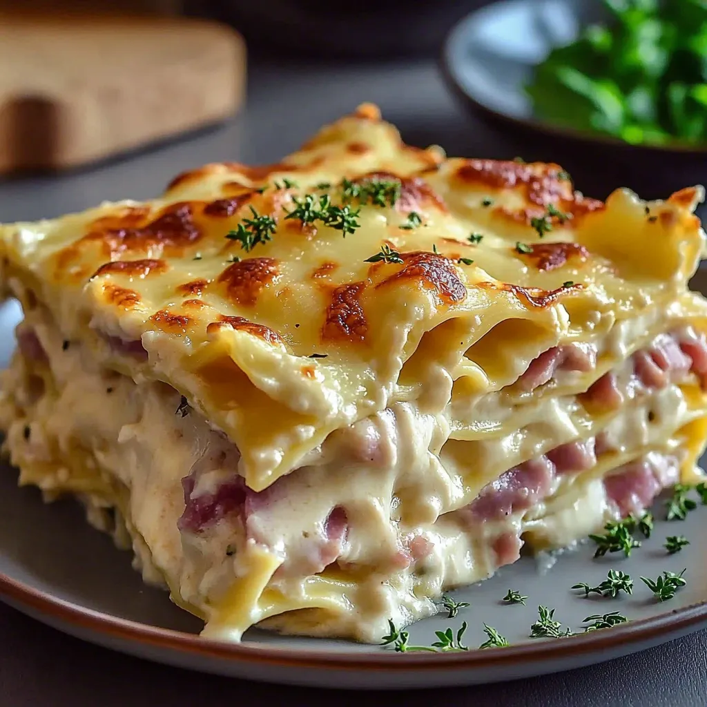 Cheesy Ham Lasagna Layers