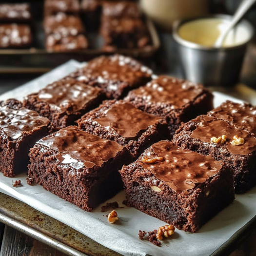 A tray of delicious brownies.