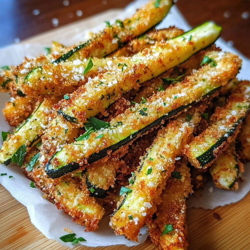 A plate of crispy Parmesan garlic zucchini fries.