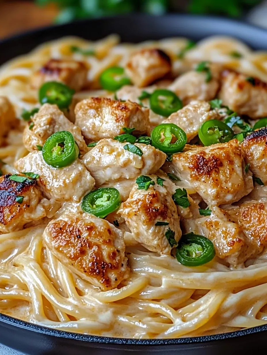 Creamy Jalapeño Popper Chicken Spaghetti