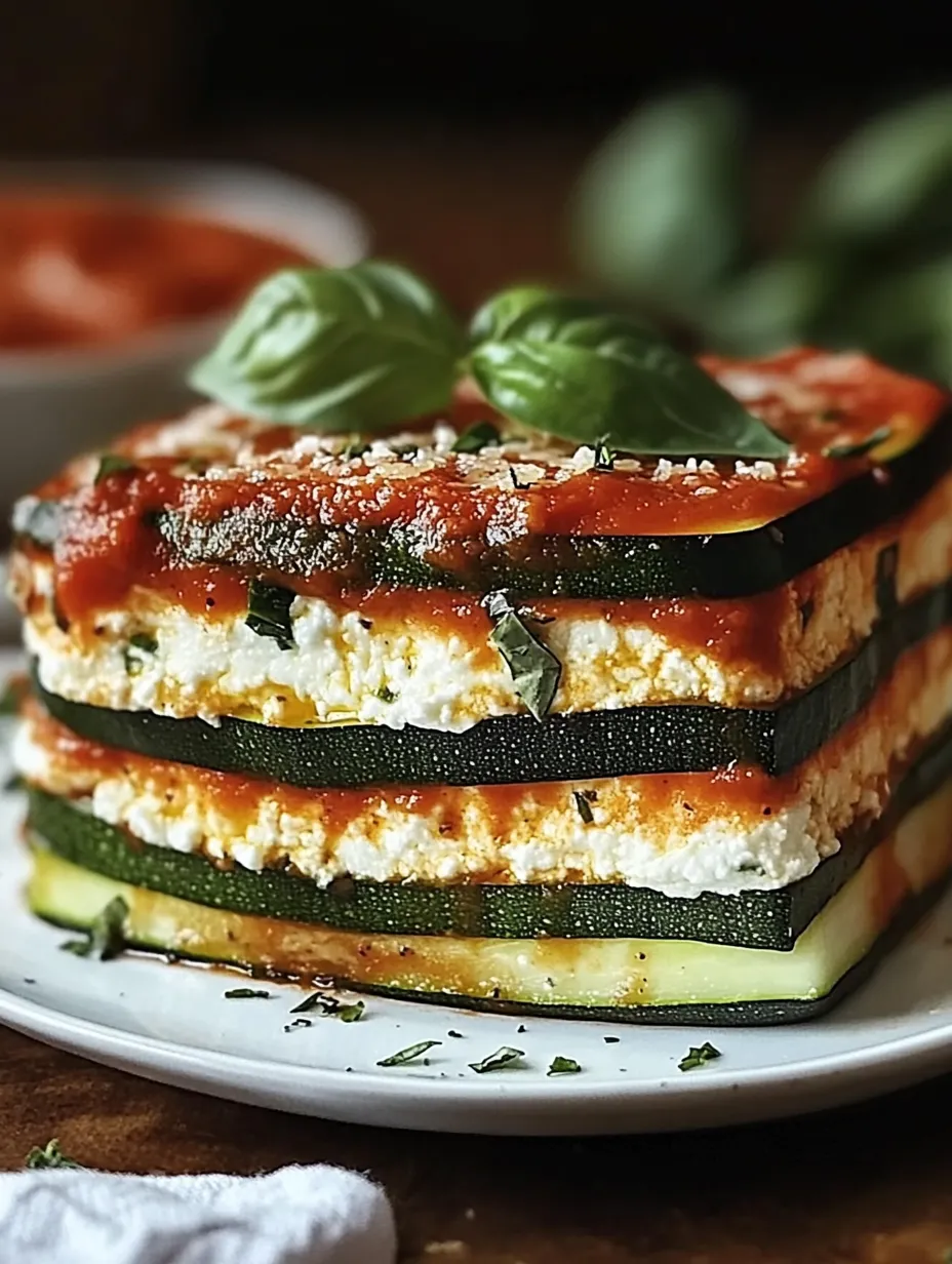 Stacked Zucchini Ricotta Melts with Marinara