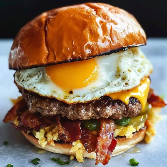 Close-up view of a sandwich with bacon and egg.