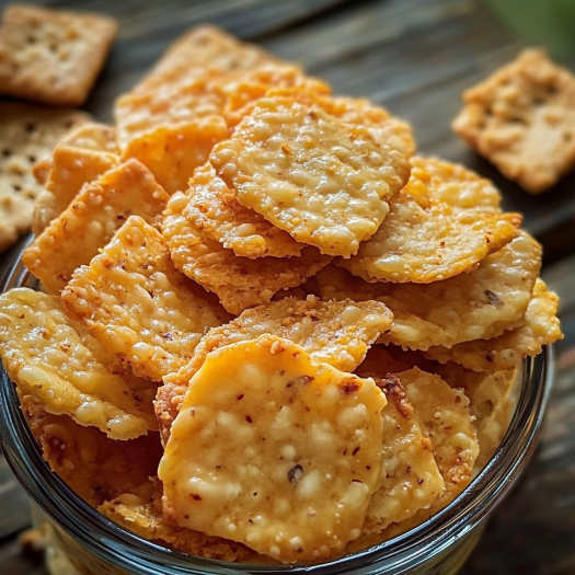 A jar full of crunchy Southern-style cheese crackers.