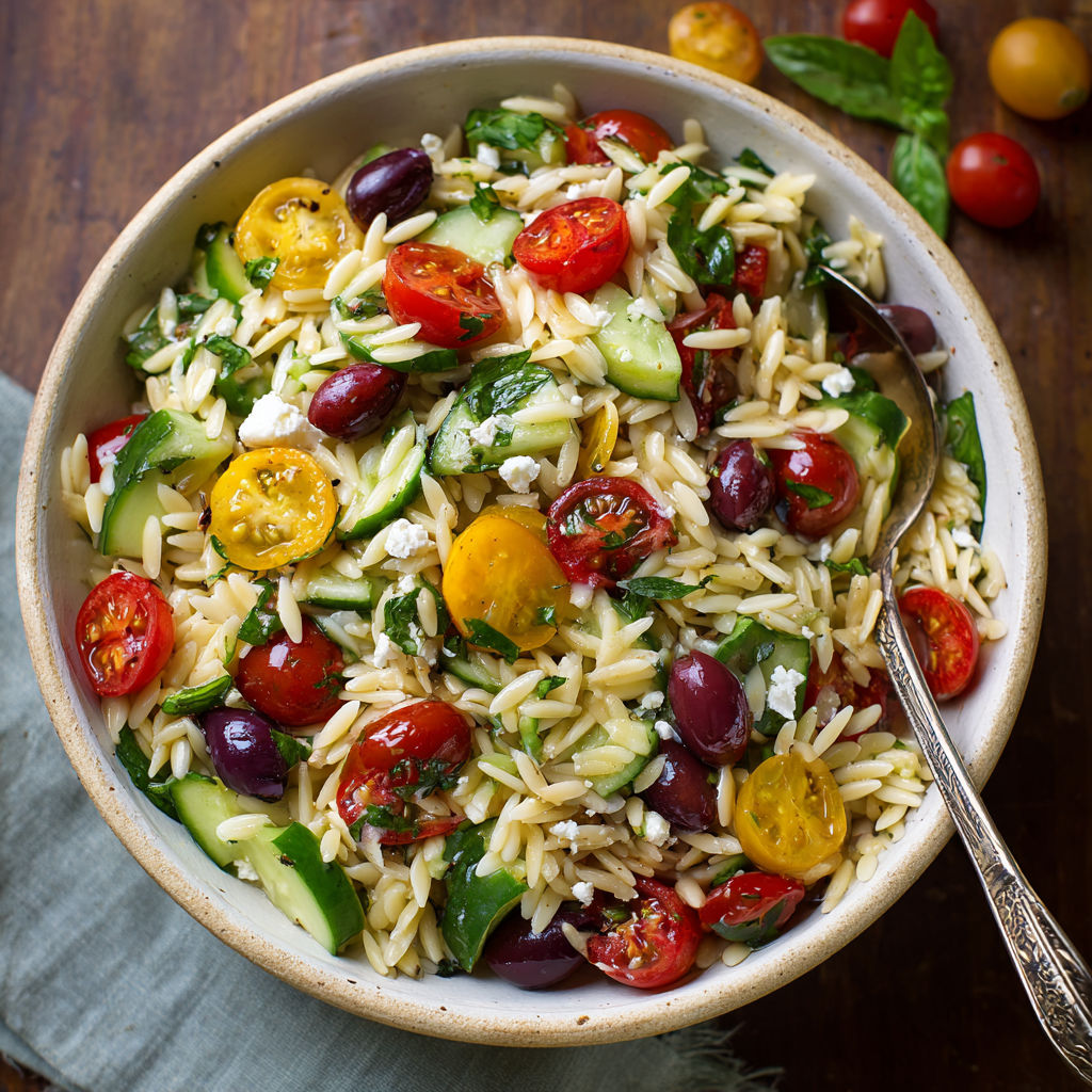 A fresh mix of pasta and colorful vegetables in a bowl.