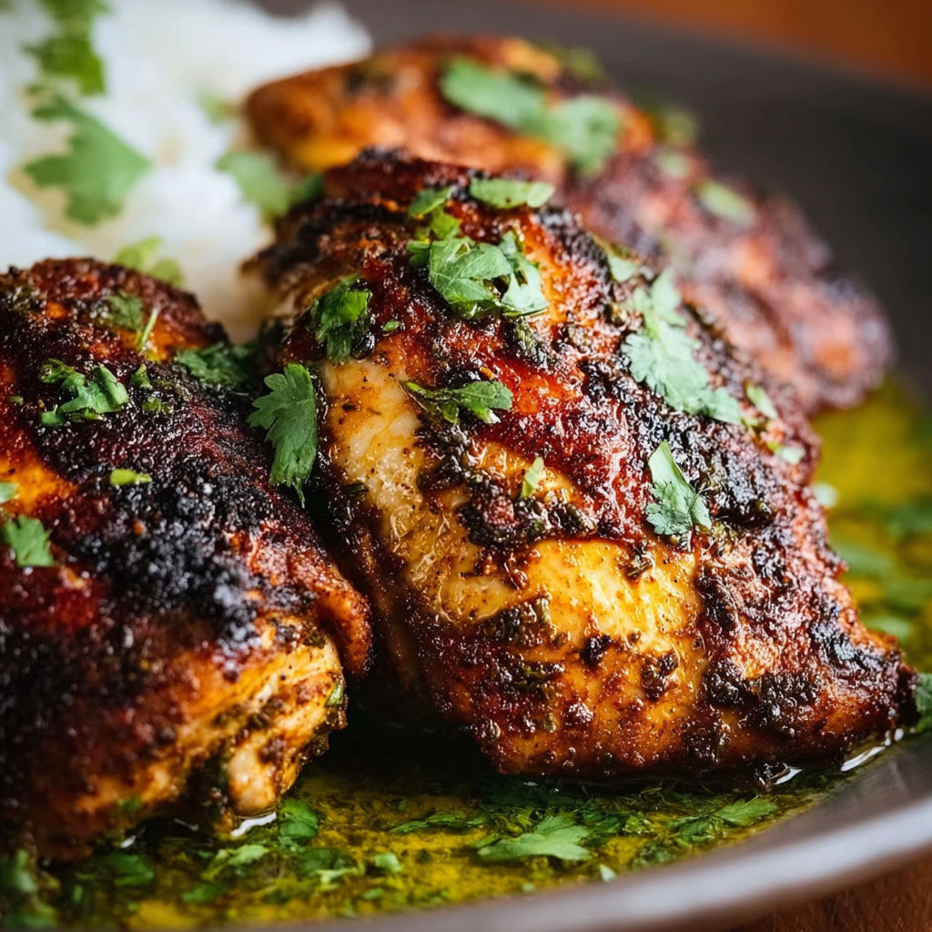 A dish of saucy chicken served with rice.