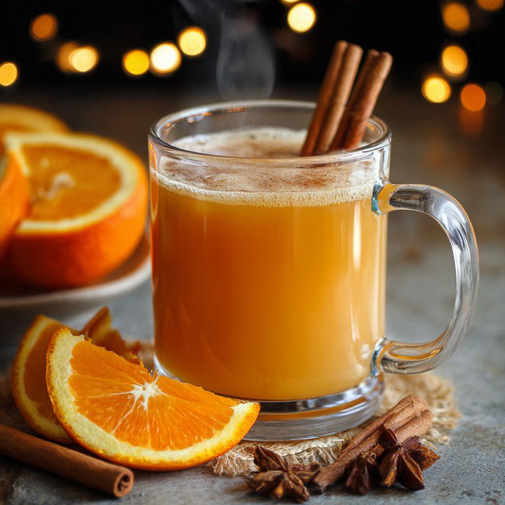A mug filled with orange and cinnamon goodness.