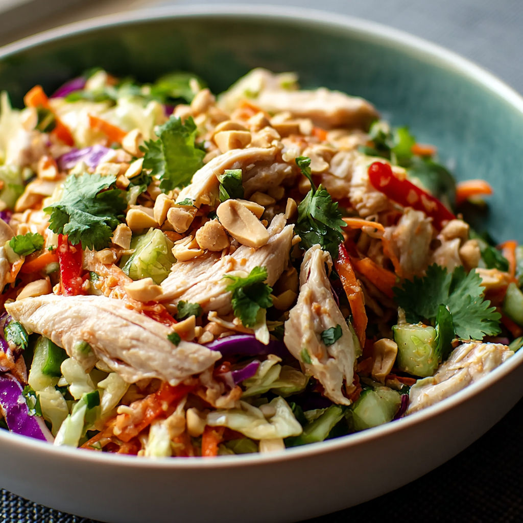 A colorful bowl of Thai chicken salad.