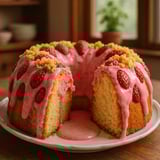 Sweet Bundt cake with fresh strawberries.
