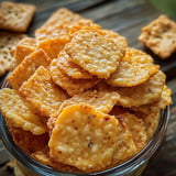 A jar full of crunchy Southern-style cheese crackers.