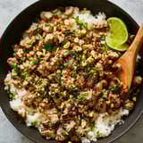 Juicy lime and ginger pork served with soft coconut rice.