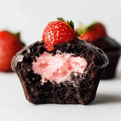 Chocolate Strawberry Cupcakes Close-Up